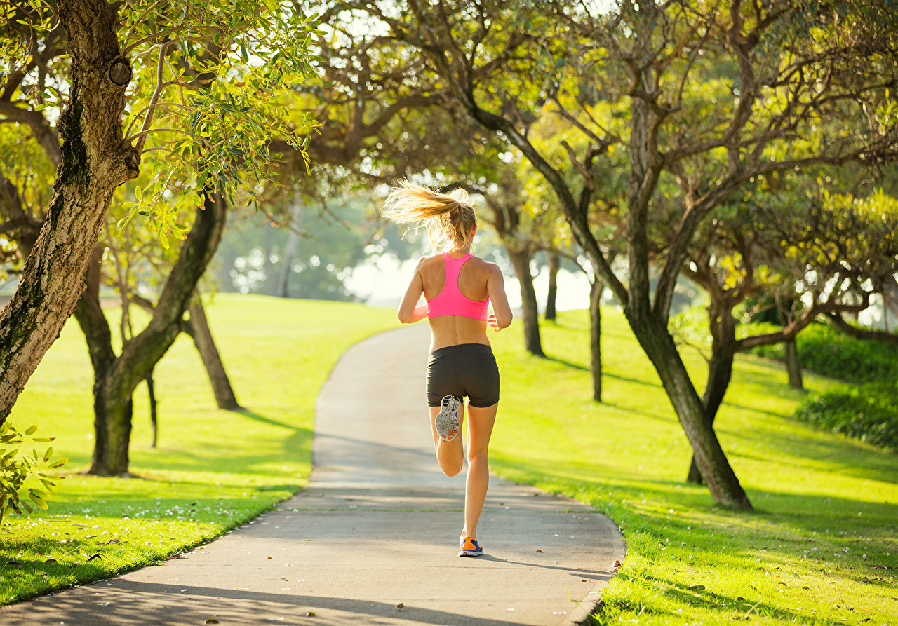 woman running in park