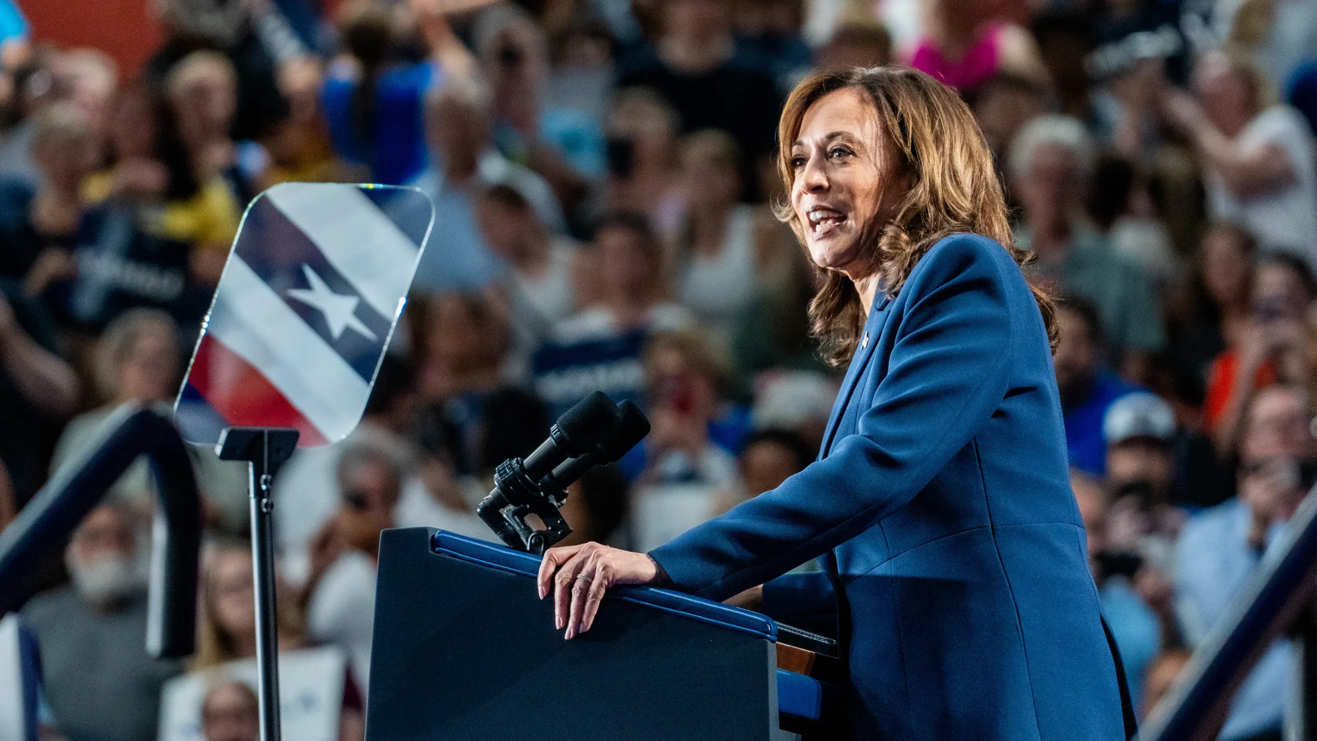 Kamala Harris delivering a speech