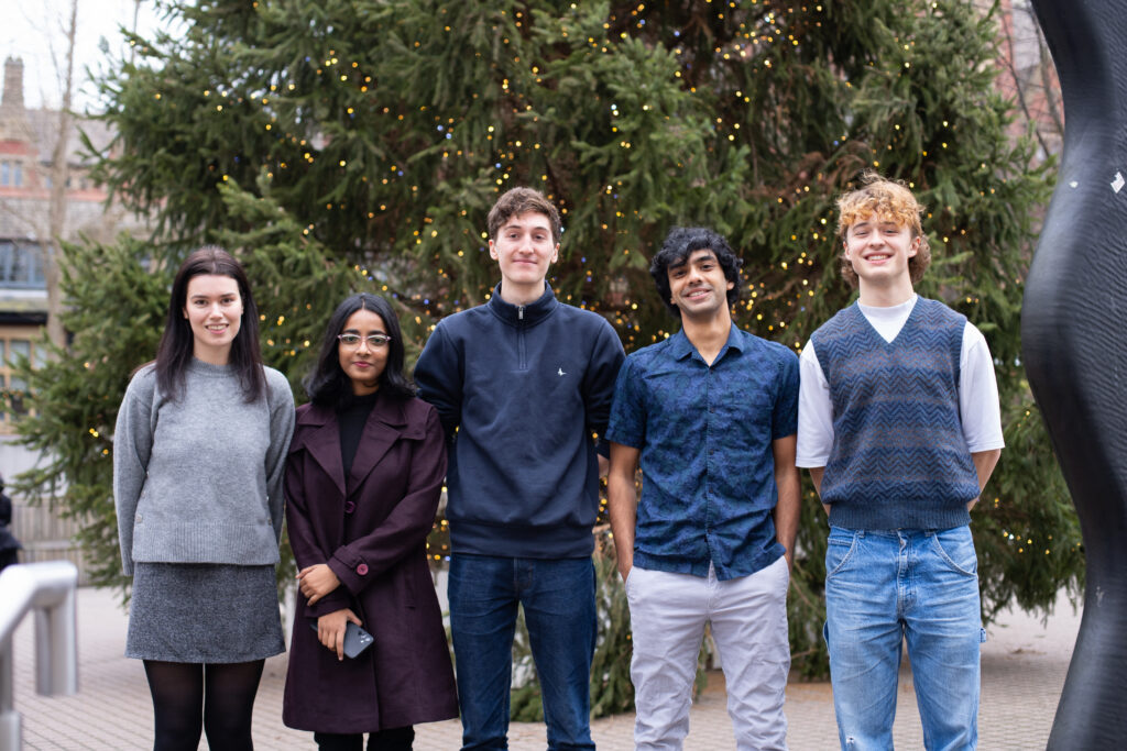 Picture of the hopeful University challenge team representing the University of Leeds