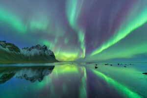 A stunning display of the Northern Lights in Iceland.