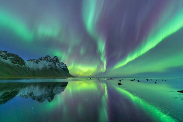 A stunning display of the Northern Lights in Iceland.