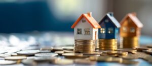 houses on top of coins.