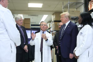 US President Donald Trump at the NIH.